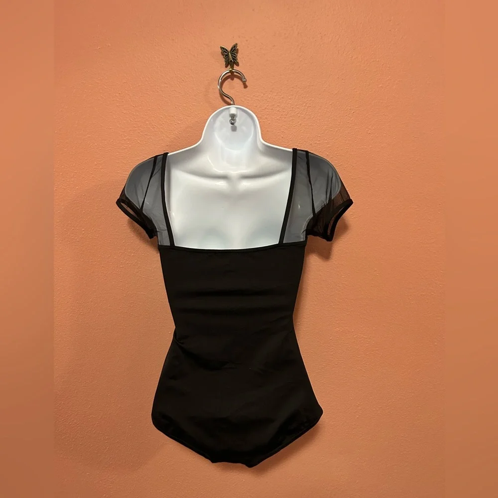 Capezio black leotard with short sleeves and sheer detail - Picture 3 of 7